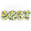 A horizontal, handcrafted floral tribute spells out the word BEST in large capital letters, each letter densely formed from fresh blooms and lush greenery against a crisp white background. Viewed head-on in even, bright studio light, the composition reads immediately as elegant and heartfelt: dominant washes of clean white and sunny yellow are threaded through with soft lavender-purple and vivid magenta-pink, the colours layered to create depth and movement within each letter. I can see large, multi-petalled white chrysanthemum-like flowers and fluffy spray chrysanthemums providing a soft, cloud-like base; cheerful yellow roses and gerbera daisies introduce warm, sunlit highlights; while small clusters of deep purple lisianthus or miniature chrysanthemums add a quiet, dignified counterpoint. Bright pink spray roses or small carnations appear as joyful pinpricks of colour. Interspersed among the petals are tiny clusters of pale green and ivory filler blooms that give texture and a natural transition between hues. Dark green fern fronds and feathered foliage frame the letters, their fine texture softening the edges and reinforcing the shapes, while a subtle dark-green metal support is glimpsed through denser areas - particularly around the horizontal bar of the E and the cross of the T - suggesting careful structural work beneath the florals. The overall scent, if imagined, is a gentle, clean mix of rose and chrysanthemum with a faint green freshness from the ferns. This piece reads as a sympathy or memorial tribute, a crafted message of remembrance and honour, and would sit respectfully at a service in Clerkenwell or at a family gathering near St John's Square or Exmouth Market.