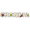 A handcrafted funeral flower tribute spells out GRANDPA in a straight, horizontal line, the letters tall and bold yet softened by a dense covering of pure white cushion chrysanthemums. Each bloom is placed closely beside the next, creating a smooth, plush surface that seems almost touchable, standing out clearly against a clean white background like a gentle beacon of remembrance. Around every letter, a fine border of pale lavender ribbon gives a subtle outline, echoing the lilac tones you might see in early spring skies above Clerkenwell. The structure that supports the tribute is just visible between the letters, dark metal bars holding the word securely together so it can be displayed at a church, crematorium, or graveside service for a much-loved grandfather. At the beginning of the word, within the curve of the G, and again in the rounded part of the D, clusters of deep red roses are nestled into green foliage, their velvety petals packed tightly to form rich, jewel-like accents amid the white. On the first A and the final A, yellow-green orchids with hints of red at their centres stretch gracefully across the chrysanthemums, lending a delicate, elegant contrast, as if capturing the individuality and warmth of the person remembered. Created with the kind of care you would expect from a local Clerkenwell florist, this arrangement feels both personal and composed, suitable for families gathering after a service near Sadler's Wells or around St John's Square who wish to say goodbye with a tribute that quietly expresses love, gratitude, and lasting respect.