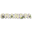 A ceremonial floral display in the photograph spells out GRANDPA in large capital letters, lined up evenly in a horizontal row against a simple white background that emphasises every petal and curve. Each letter is packed tightly with fresh white chrysanthemums or carnations, creating thick, rounded forms with a soft, tactile surface, like a cushion of blooms shaped into words of affection. The overall effect is calm and respectful, capturing the quiet dignity often sought for funeral flowers in Clerkenwell's chapels and crematoria. Through the sea of white petals, the florist has woven clusters of purple and lavender flowers, supported by small stems of lush green foliage. These accents are positioned thoughtfully at the base and inner curves of the G, in the open centres of the As, and in the rounded parts of the P, adding gentle notes of colour that read as tender memories within the tribute. The purple tones hint at devotion and remembrance, while the foliage offers a fresh, natural contrast. A dark green support rail runs beneath all of the letters, largely hidden from view, ensuring that the arrangement can be lifted and transported securely from a local Clerkenwell florist to the chosen place of farewell. This floral lettering would typically rest alongside a coffin, at the head of a grave, or near a memorial display, serving as a deeply personal message from grandchildren and family. The careful craftsmanship, consistent lettering, and restrained palette together create a moving expression of love, sorrow, and enduring respect for a cherished grandfather.