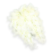 An intricately crafted angel-wing floral display rests against a spotless white background, radiating a calm, contemplative mood. Both wings are sculpted from tightly packed white flowers, most likely small chrysanthemums or spray carnations, their petals forming a continuous, velvety surface that looks almost like freshly fallen snow. Within the heart of each tiny blossom, soft touches of pale green and very light yellow peek through, giving the design natural depth and preventing the white from feeling flat or clinical. Tracing the outer edges and gently tapering tips, layers of fluffy white feathers are arranged to echo the graceful span of real wings, adding a weightless, feathery halo around the flowers. These feathers create the impression that the wings could lift at any moment, a symbolic nod to spiritual ascent and the presence of a guardian angel watching over loved ones. The lighting is gentle and diffuse, revealing the textures of petals and feathers without any harsh contrast, while a faint shadow underneath suggests that the tribute is resting lightly on a surface just out of sight. The overall effect is one of quiet reassurance, the kind of design families might choose for a funeral or memorial service in Clerkenwell or nearby Farringdon, where traditions blend with modern life. This angel-wing arrangement feels deeply personal and comforting, an all-white funeral tribute that could be delivered locally to a church, crematorium, or family address, offering a serene visual gesture of love, remembrance, and peaceful farewell.